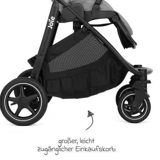 joie Set 4in1 Versatrax per passeggini fino a 22 kg con navicella Ramble XL, seggiolino auto Pebble Pro, base Isofix, trapezio attività, peluche, gioco da afferrare, adattatore e pacchetto accessori - Pebble