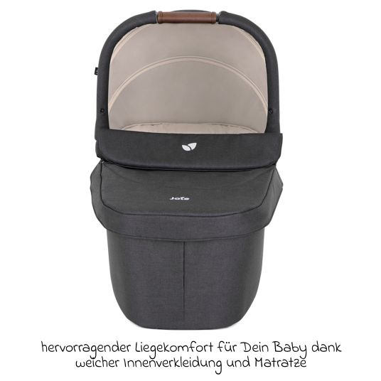 joie 4in1 Kombi-Kinderwagen-Set Versatrax bis 22 kg belastbar mit Babywanne Ramble XL, Babyschale Pebble Pro, Isofix-Basis, Activity-Trapez, Schmusetuch, Greifling, Adapter & Zubehörpaket - Shale