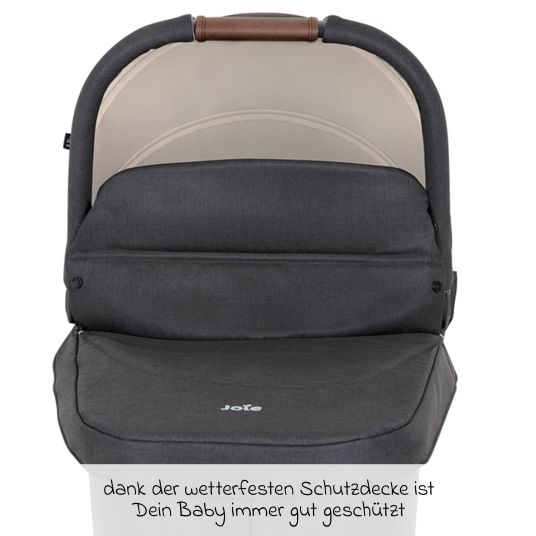 joie 4in1 Kombi-Kinderwagen-Set Versatrax bis 22 kg belastbar mit Babywanne Ramble XL, Babyschale Pebble Pro, Isofix-Basis, Activity-Trapez, Schmusetuch, Greifling, Adapter & Zubehörpaket - Shale