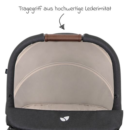 joie 4in1 Kombi-Kinderwagen-Set Versatrax bis 22 kg belastbar mit Babywanne Ramble XL, Babyschale Pebble Pro, Isofix-Basis, Activity-Trapez, Schmusetuch, Greifling, Adapter & Zubehörpaket - Shale