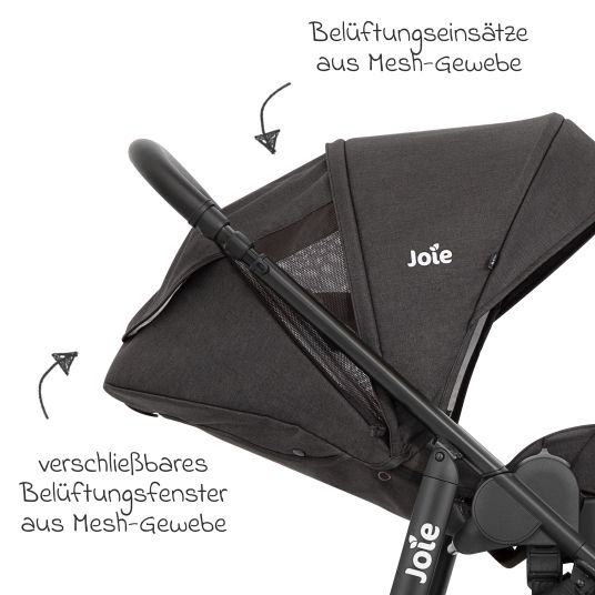 joie 4in1 Kombi-Kinderwagen-Set Versatrax bis 22 kg belastbar mit Babywanne Ramble XL, Babyschale Pebble Pro, Isofix-Basis, Activity-Trapez, Schmusetuch, Greifling, Adapter & Zubehörpaket - Shale