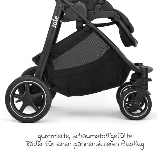 joie 4in1 Kombi-Kinderwagen-Set Versatrax bis 22 kg belastbar mit Babywanne Ramble XL, Babyschale Pebble Pro, Isofix-Basis, Activity-Trapez, Schmusetuch, Greifling, Adapter & Zubehörpaket - Shale