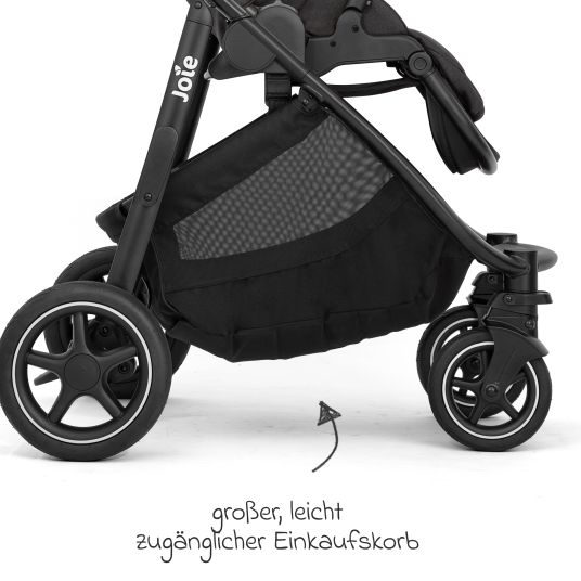 joie 4in1 Kombi-Kinderwagen-Set Versatrax bis 22 kg belastbar mit Babywanne Ramble XL, Babyschale Pebble Pro, Isofix-Basis, Activity-Trapez, Schmusetuch, Greifling, Adapter & Zubehörpaket - Shale