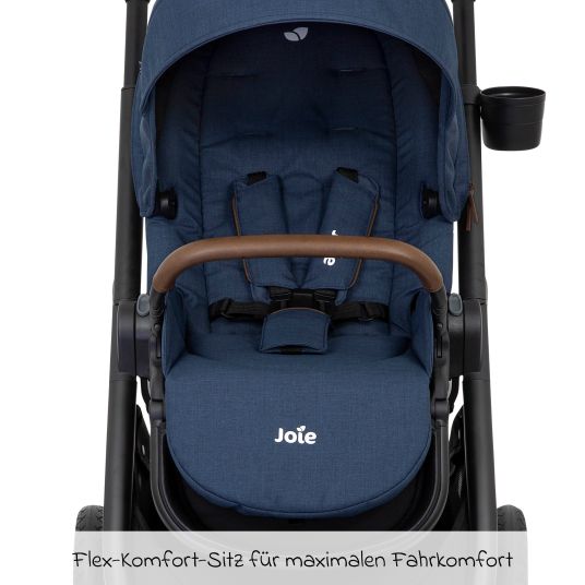 joie 4in1 Kombi-Kinderwagen-Set Versatrax bis 22 kg belastbar - umsetzbare Sitzeinheit, Babywanne Ramble XL, Babyschale i-Snug 2, Adapter, Isofix-Basis & Zubehör Paket - Deep Sea
