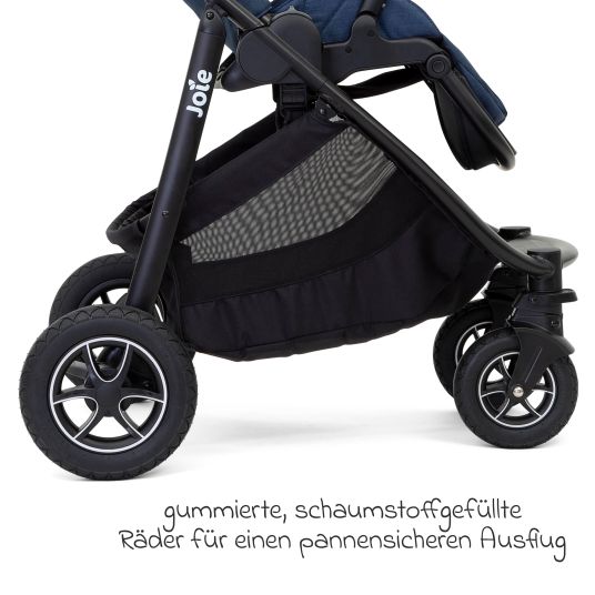 joie 4in1 Kombi-Kinderwagen-Set Versatrax bis 22 kg belastbar - umsetzbare Sitzeinheit, Babywanne Ramble XL, Babyschale i-Snug 2, Adapter, Isofix-Basis & Zubehör Paket - Deep Sea