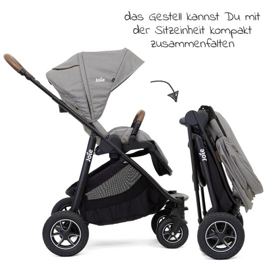 joie 4in1 Kombi-Kinderwagen-Set Versatrax bis 22 kg belastbar - umsetzbare Sitzeinheit, Babywanne Ramble XL, Babyschale i-Snug, Adapter, Isofix-Basis & Zubehör Paket - Gray Flannel