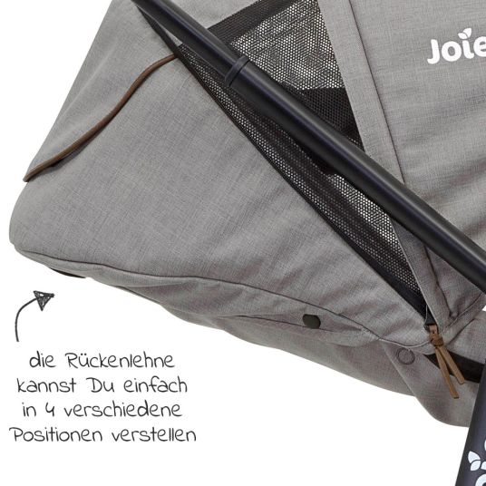 joie 4in1 Kombi-Kinderwagen-Set Versatrax bis 22 kg belastbar - umsetzbare Sitzeinheit, Babywanne Ramble XL, Babyschale i-Snug, Adapter, Isofix-Basis & Zubehör Paket - Gray Flannel