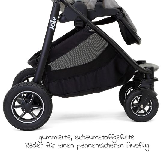 joie 4in1 Kombi-Kinderwagen-Set Versatrax bis 22 kg belastbar - umsetzbare Sitzeinheit, Babywanne Ramble XL, Babyschale i-Snug, Adapter, Isofix-Basis & Zubehör Paket - Gray Flannel