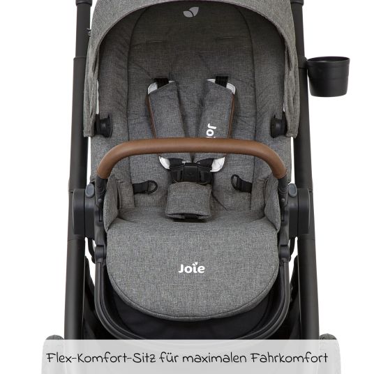 joie 4in1 Kombi-Kinderwagen-Set Versatrax bis 22 kg belastbar - umsetzbare Sitzeinheit, Babywanne Ramble XL, Babyschale i-Snug, Adapter, Isofix-Basis & Zubehör Paket - Grey Flower