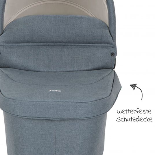joie 4in1 Kombi-Kinderwagen-Set Versatrax bis 22 kg belastbar - umsetzbare Sitzeinheit, Babywanne Ramble XL, Babyschale i-Snug 2, Adapter, Isofix-Basis & Zubehör Paket - Lagoon