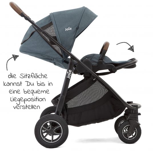 joie 4in1 Kombi-Kinderwagen-Set Versatrax bis 22 kg belastbar - umsetzbare Sitzeinheit, Babywanne Ramble XL, Babyschale i-Snug 2, Adapter, Isofix-Basis & Zubehör Paket - Lagoon