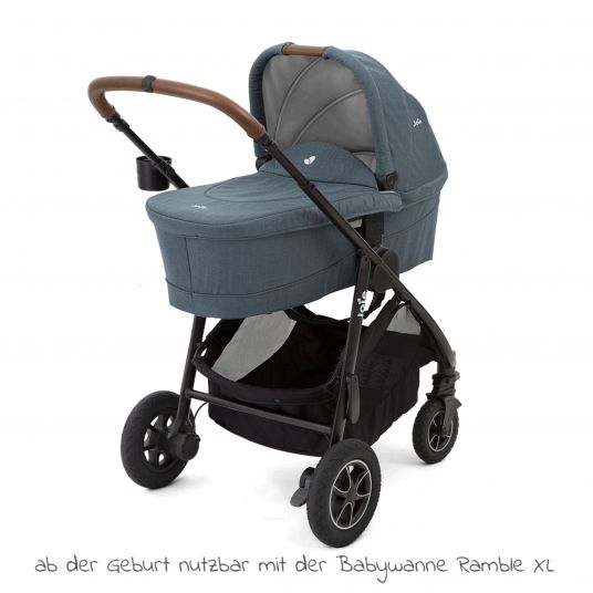 joie 4in1 Kombi-Kinderwagen-Set Versatrax bis 22 kg belastbar - umsetzbare Sitzeinheit, Babywanne Ramble XL, Babyschale i-Snug 2, Adapter, Isofix-Basis & Zubehör Paket - Lagoon