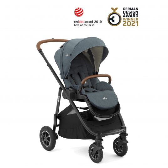 joie 4in1 Kombi-Kinderwagen-Set Versatrax bis 22 kg belastbar - umsetzbare Sitzeinheit, Babywanne Ramble XL, Babyschale i-Snug 2, Adapter, Isofix-Basis & Zubehör Paket - Lagoon