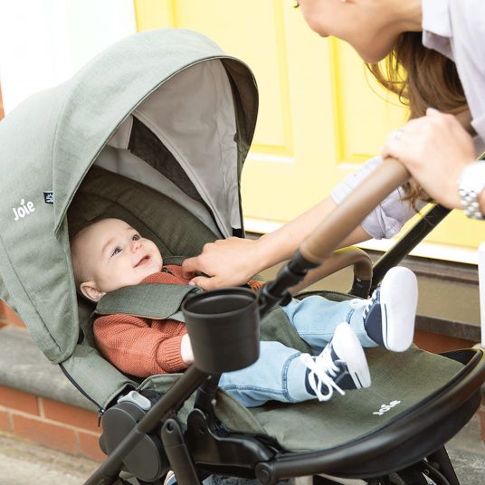 joie 4in1 Kombi-Kinderwagen-Set Versatrax bis 22 kg belastbar - umsetzbare Sitzeinheit, Babywanne Ramble XL, Babyschale i-Snug 2, Adapter, Isofix-Basis & Zubehör Paket - Lagoon