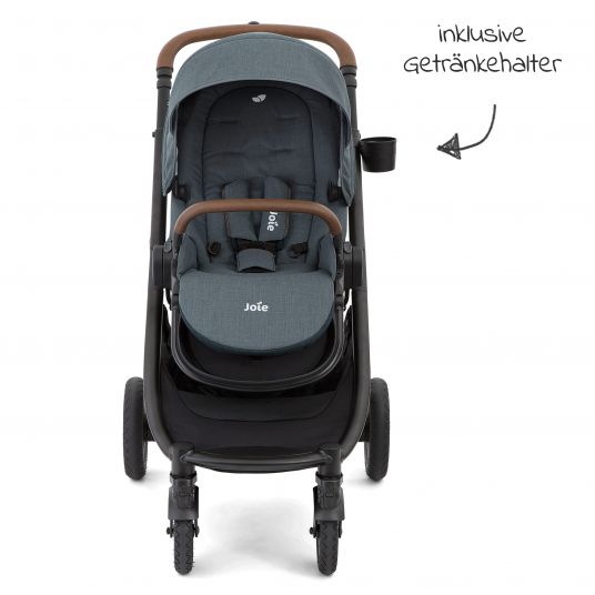 joie 4in1 Kombi-Kinderwagen-Set Versatrax bis 22 kg belastbar - umsetzbare Sitzeinheit, Babywanne Ramble XL, Babyschale i-Snug 2, Adapter, Isofix-Basis & Zubehör Paket - Lagoon