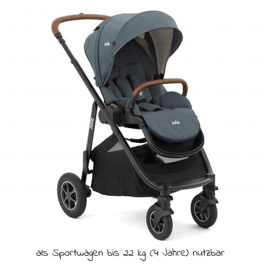 joie 4in1 Kombi-Kinderwagen-Set Versatrax bis 22 kg belastbar - umsetzbare Sitzeinheit, Babywanne Ramble XL, Babyschale i-Snug 2, Adapter, Isofix-Basis & Zubehör Paket - Lagoon