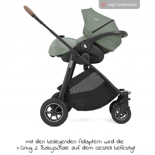 joie 4in1 Kombi-Kinderwagen-Set Versatrax bis 22 kg belastbar - umsetzbare Sitzeinheit, Babywanne Ramble XL, Babyschale i-Snug 2, Adapter, Isofix-Basis & Zubehör Paket - Lagoon