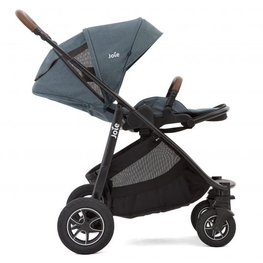 joie 4in1 Kombi-Kinderwagen-Set Versatrax bis 22 kg belastbar - umsetzbare Sitzeinheit, Babywanne Ramble XL, Babyschale i-Snug 2, Adapter, Isofix-Basis & Zubehör Paket - Lagoon