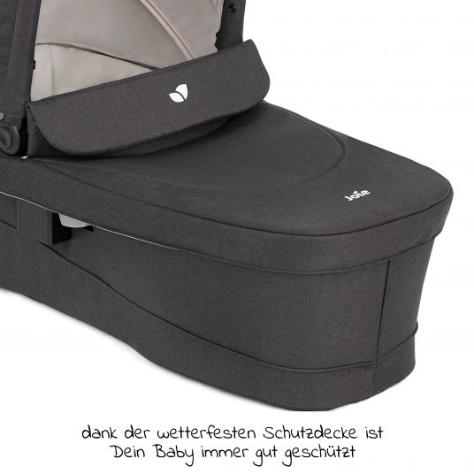 joie 4in1 Kombi-Kinderwagen-Set Versatrax bis 22 kg belastbar - umsetzbare Sitzeinheit, Babywanne Ramble XL, Babyschale i-Snug 2, Adapter, Isofix-Basis & Zubehör Paket - Shale