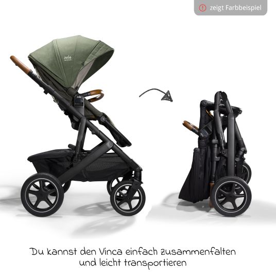 joie 4in1 Vinca baby carriage set for baby carriages up to 22 kg with baby carriage chain, grasping toy, cuddle cloth, music box - telescopic push bar, seat unit, i-Jemini infant car seat, Ramble XL carrycot, adapter & accessory pack - Signature - Pine