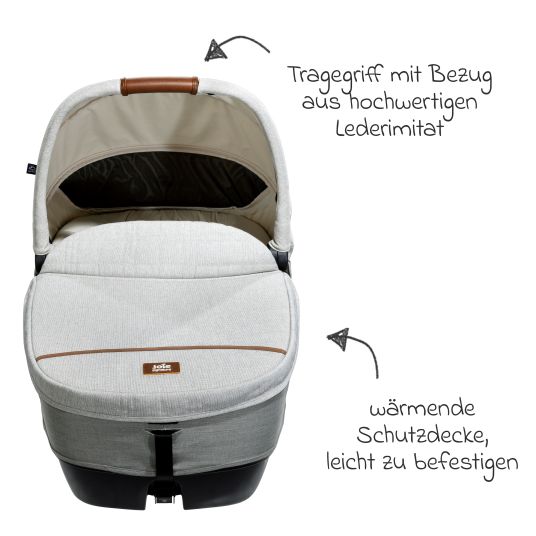 joie Car carrycot Calmi R129 can be used in the car and on the Vinca, Aeria, Finiti baby carriages incl. rain cover - Signature - Oyster