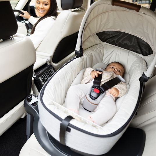 joie Auto-Babywanne Calmi R129 im Auto und auf den Kinderwagen Vinca, Aeria, Finiti verwendbar inkl. Regenschutz - Signature - Oyster