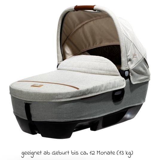 joie Auto-Babywanne Calmi R129 im Auto und auf den Kinderwagen Vinca, Aeria, Finiti verwendbar inkl. Regenschutz - Signature - Oyster