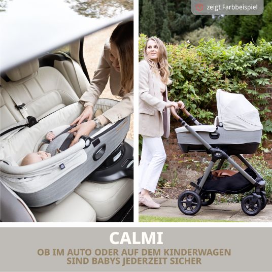 joie Auto-Babywanne Calmi R129 im Auto und auf den Kinderwagen Vinca, Aeria, Finiti verwendbar inkl. Regenschutz - Signature - Pine
