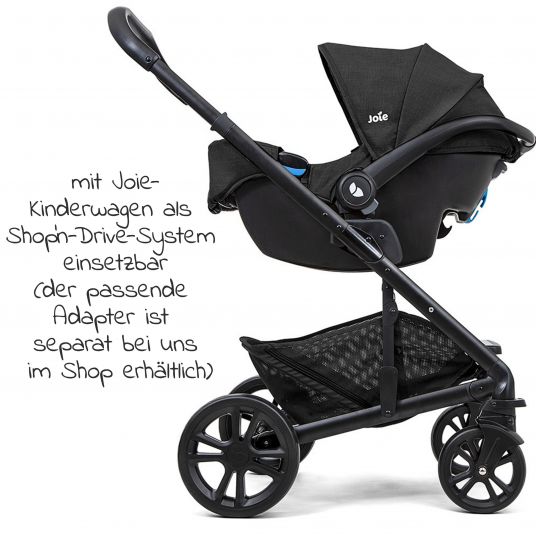 joie Babyschale Gemm Gr. 0+ - ab Geburt-15 Monate (ab Geburt-13kg) inkl. Sitzverkleinerer, Fußsack & Schnullerbox - Shale