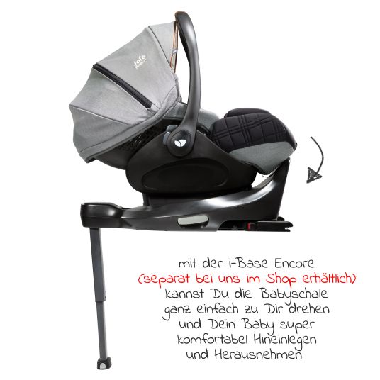 joie Babyschale i-Level Recline i-Size ab Geburt - 13 kg (40 cn - 85 cm) Neigungswinkel 157°, Sitzverkleinerer & Sonnenverdeck - Signature - Carbon
