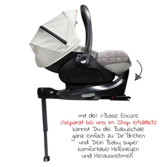 joie Babyschale i-Level Recline i-Size ab Geburt - 13 kg (40 cn - 85 cm) Neigungswinkel 157°, Sitzverkleinerer & Sonnenverdeck - Signature - Oyster