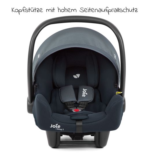 joie Babyschale i-Snug 2 i-Size ab Geburt-13 kg (40 cm-75 cm) inkl. i-Base Advance & GRATIS Autositz-Schutzunterlage - Lagoon