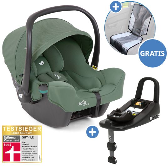joie Babyschale i-Snug 2 i-Size ab Geburt-13 kg (40 cm-75 cm) inkl. i-Base Advance & GRATIS Autositz-Schutzunterlage - Laurel