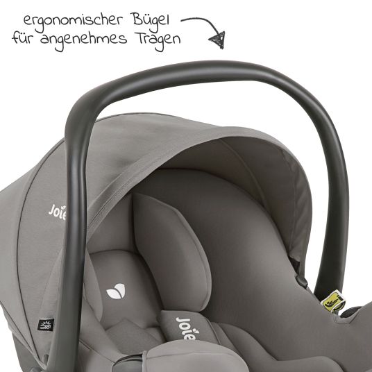joie Babyschale i-Snug 2 i-Size ab Geburt-13 kg (40 cm-75 cm) inkl. i-Base Advance & GRATIS Autositz-Schutzunterlage - Pebble