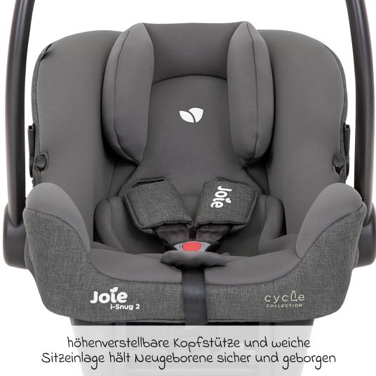 joie Seggiolino auto per neonati i-Snug 2 i-Size dalla nascita ai 13 kg (40 cm-75 cm) con riduttore di seduta di soli 3,35 kg - Cycle Collection - Grigio conchiglia