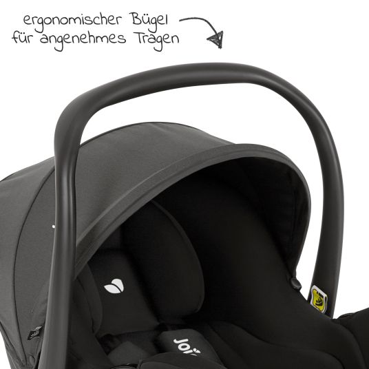 joie Babyschale i-Snug 2 i-Size ab Geburt-13 kg (40 cm-75 cm) inkl. Sitzverkleinerer nur 3,35 kg + GRATIS Autositz-Schutzunterlage + Silikon-Schnullerbox + Spieltier - Shale