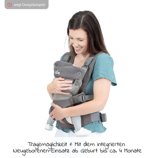 joie 3in1 baby carrier Savvy Lite for newborns from 3.5 kg to 14 kg with 3 carrying positions - Mineral