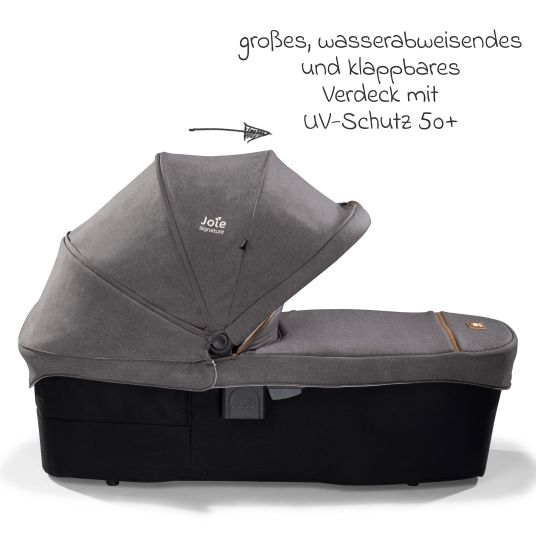joie Ramble XL carrycot from birth - 9 months for Vinca, Aeria, Finiti, Parcel incl. raincover & windscreen - Signature - Carbon
