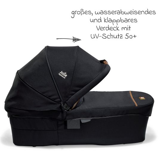 joie Ramble XL carrycot from birth - 9 months for Vinca, Aeria, Finiti, Parcel incl. raincover & windscreen - Signature - Eclipce