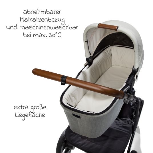 joie Ramble XL carrycot from birth - 9 months for Vinca, Aeria, Finiti, Parcel incl. raincover & windscreen - Signature - Oyster