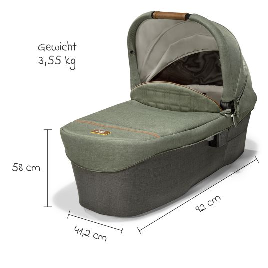joie Ramble XL carrycot from birth - 9 months for Vinca, Aeria, Finiti, Parcel incl. raincover & windbreak - Signature - Pine