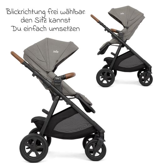 joie Buggy & pushchair Alore up to 22 kg load capacity with reclining position, convertible & height-adjustable sports seat, telescopic push bar incl. adapter & rain cover - Pebble