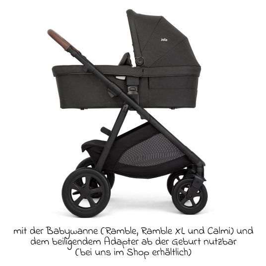 joie Buggy & pushchair Alore up to 22 kg load capacity with reclining position, convertible & height-adjustable sports seat, telescopic push bar incl. adapter & rain cover - Shale