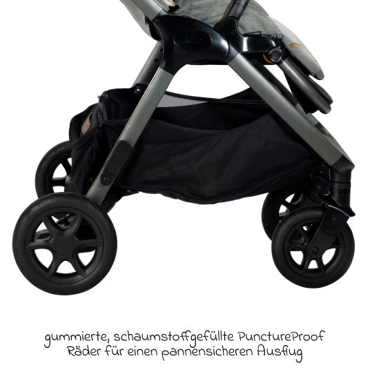 joie Buggy & pushchair Finiti up to 22 kg load capacity with reclining position, baby carriage chain - telescopic push bar, sports seat, adapter, back cushion, cup holder, crossbody bag & accessory pack - Signature - Oyster