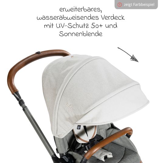 joie Buggy & pushchair Finiti up to 22 kg load capacity with reclining position, telescopic push bar, convertible sports seat incl. rain cover, adapter, back cushion, cup holder & crossbody bag - Signature - Carbon