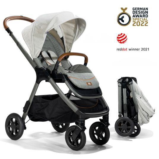 joie Buggy & pushchair Finiti up to 22 kg load capacity with reclining position, telescopic push bar, convertible sports seat incl. rain cover, adapter, back cushion, cup holder & crossbody bag - Signature - Oyster