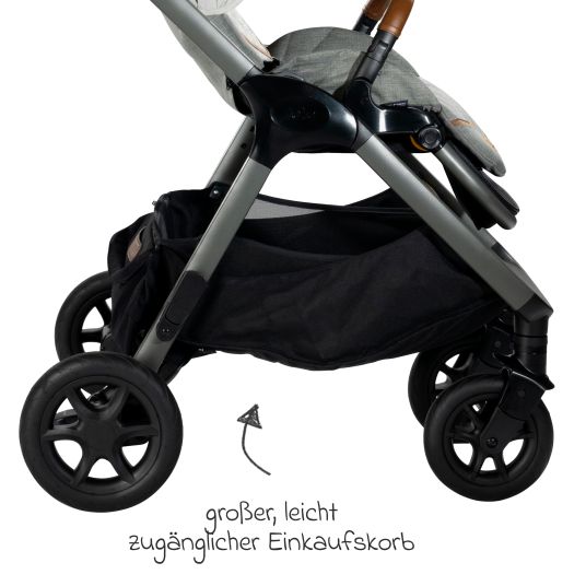 joie Buggy & pushchair Finiti up to 22 kg load capacity with reclining position, telescopic push bar, convertible sports seat incl. rain cover, adapter, back cushion, cup holder & crossbody bag - Signature - Oyster