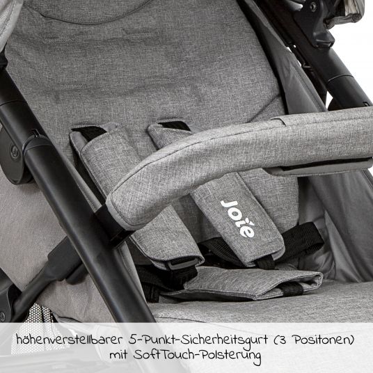 joie Buggy & Sportwagen Litetrax 4 DLX mit Teleskopschieber, Getränkehalter, Regenschutz, bis 22 kg belastbar - Gray Flannel