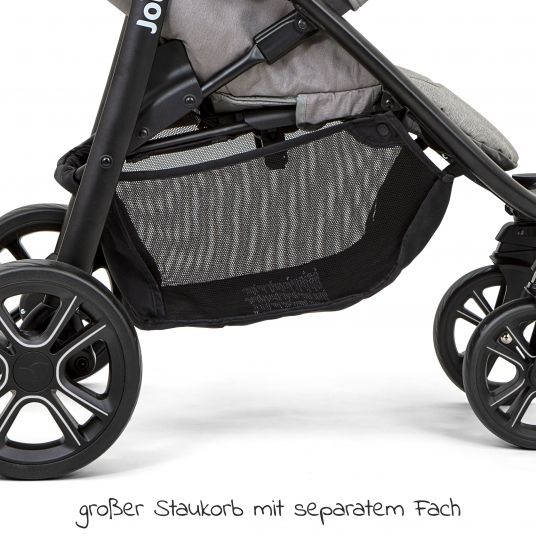 joie Buggy & Sportwagen Litetrax 4 DLX mit Teleskopschieber, Getränkehalter, Regenschutz, bis 22 kg belastbar - Gray Flannel