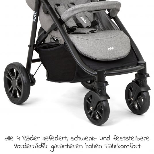 joie Buggy & Sportwagen Litetrax 4 DLX mit Teleskopschieber, Getränkehalter, Regenschutz, bis 22 kg belastbar - Gray Flannel